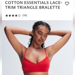 NWT SAVAGE X FENTY COTTON ESSENTIALS LACE-TRIM TRIANGLE BRALETTE sz Large